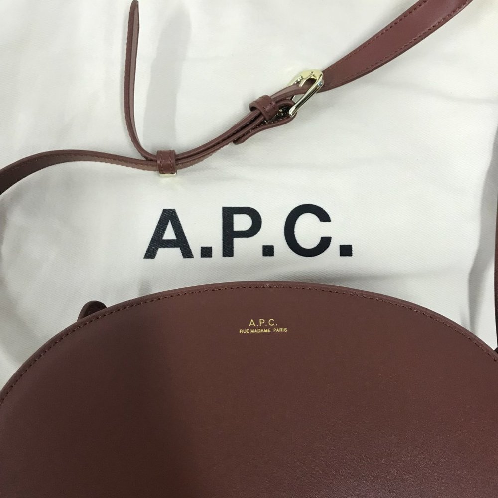 A.P.C. Red Brown Half Moon Shoulder Bag - Picture 3 of 5